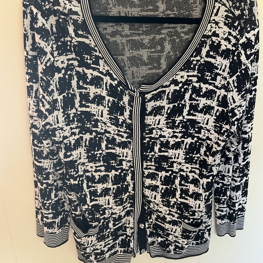 Weekend Max Mara Black and White cardigan and stripe trim